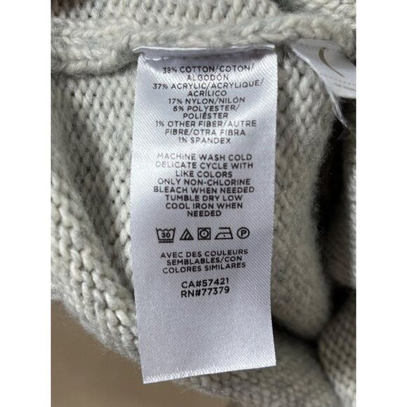 Ann Taylor Fair Isle Long Sleeve Crew Neck Sweater Dress Medium Gray Cozy Warm - Picture 8 of 9